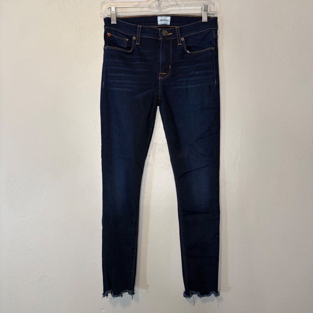 Hudson Skinny Jeans Dark Wash Raw Frayed Step Hem Denim Size 26